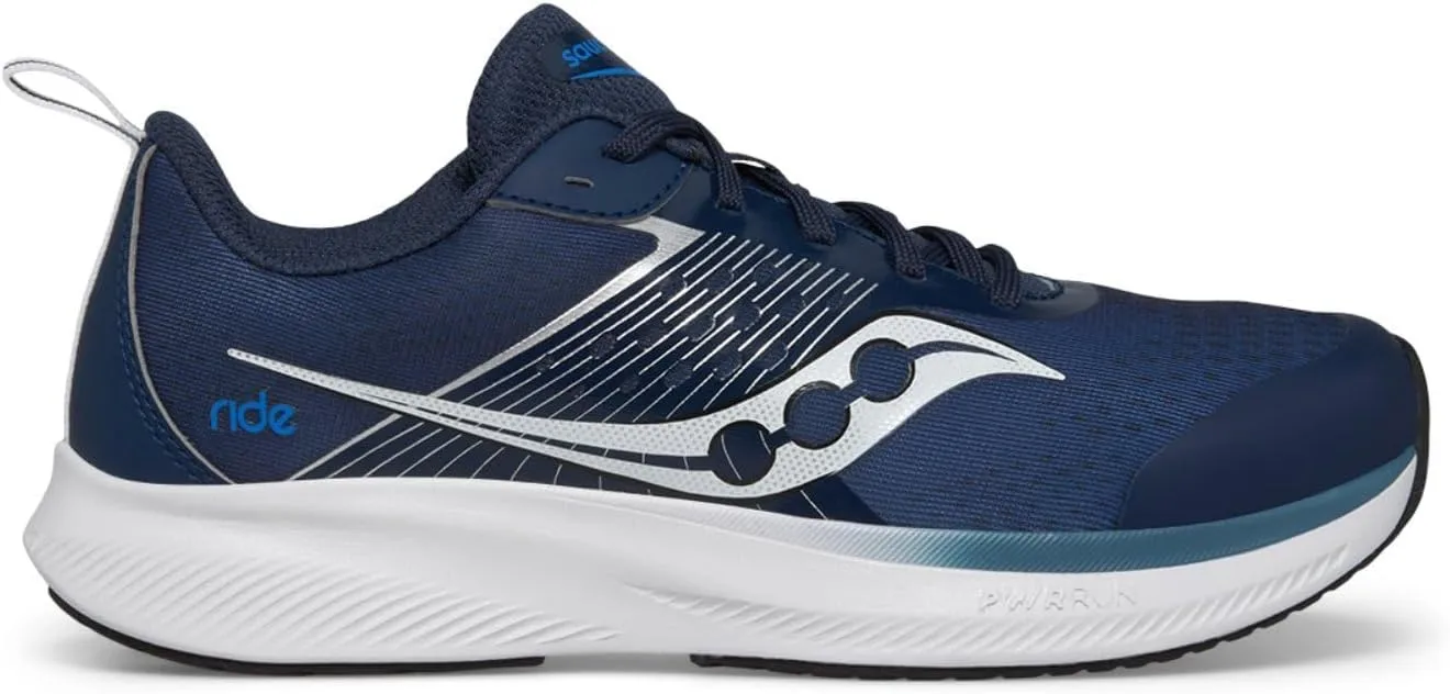 Saucony Ride Kidz Sneaker, Navy/Silver, 6 US Unisex Big Kid
