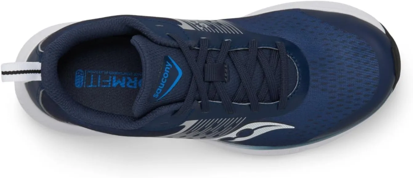 Saucony Ride Kidz Sneaker, Navy/Silver, 6 US Unisex Big Kid