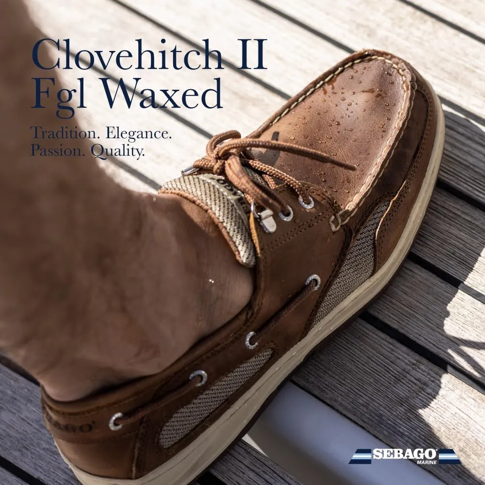 Sebago Clovehitch II FGL Waxed Boat Shoes - Leather Moccasins for Men with Breathable Mesh Panels, Anatomical EVA Midsoles, and Slip-Resistant Outsoles