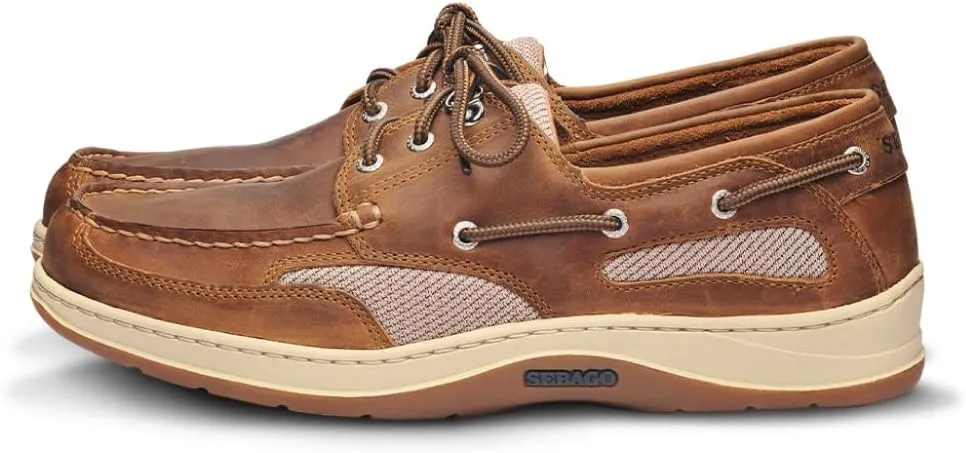 Sebago Clovehitch II FGL Waxed Boat Shoes - Leather Moccasins for Men with Breathable Mesh Panels, Anatomical EVA Midsoles, and Slip-Resistant Outsoles