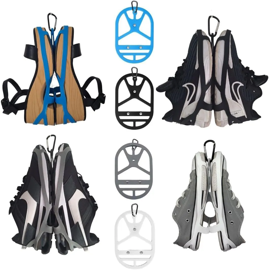 Shoe Holster For Backpack with Clip Hanger. Footwear Holder with Clip for Sneakers, Cleats, Bowling, Soccer, Basket, Football. For Travel, Outdoors, Sports & Space Saving