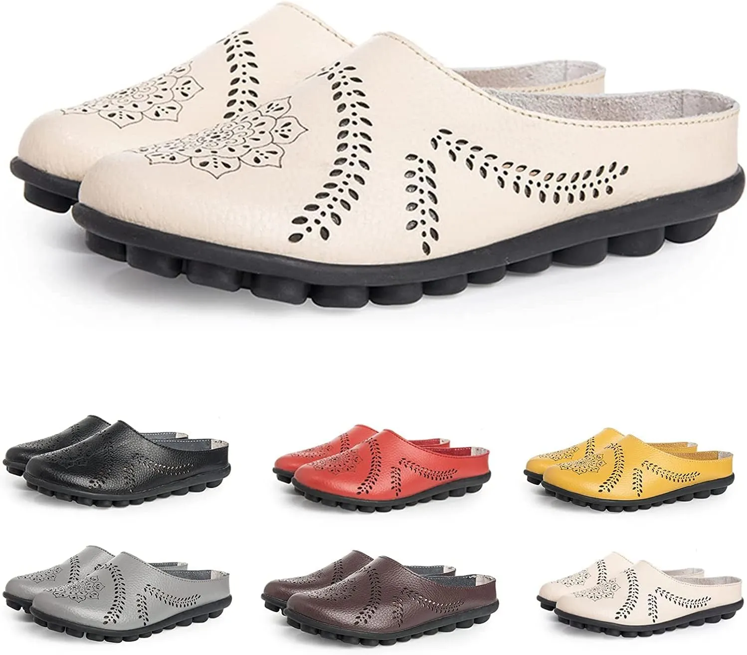 Shoes for Women - Casual All-Match Hollow Slippers, Women's Comfortable Mules Hollow Slippers, Sandals Flats Comfy Loafers for Women Slip-on Loafer
