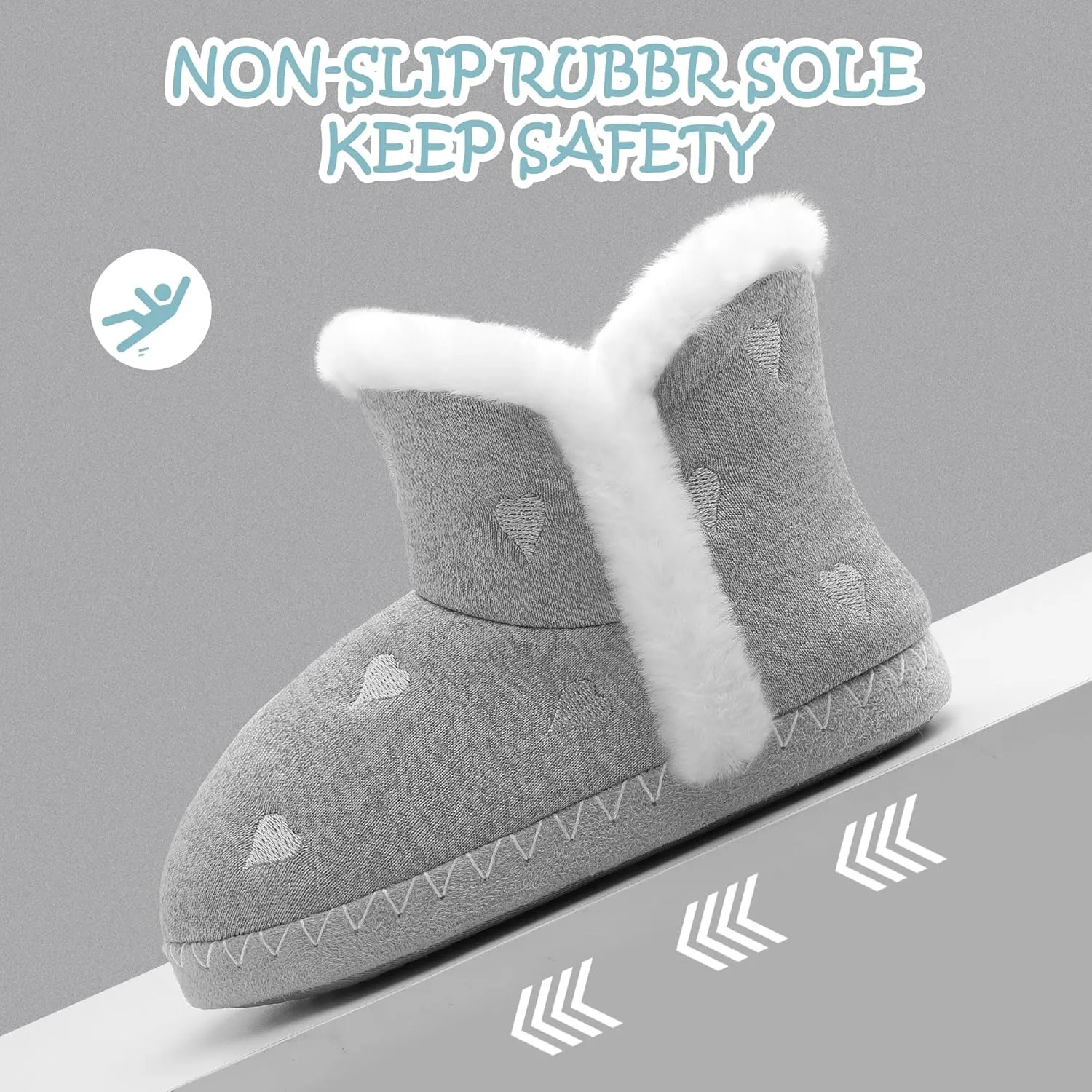 shoeslocker Girls Cute Bootie Slippers, Winter Warm Plush Memory Foam Booties House Shoes for Girls