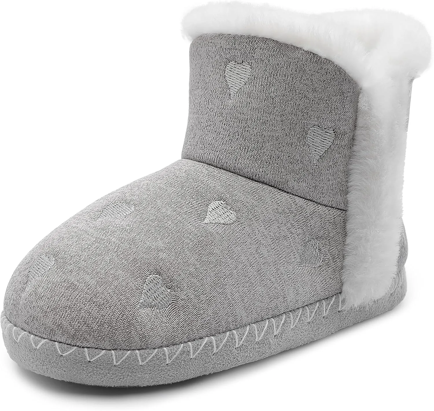 shoeslocker Girls Cute Bootie Slippers, Winter Warm Plush Memory Foam Booties House Shoes for Girls