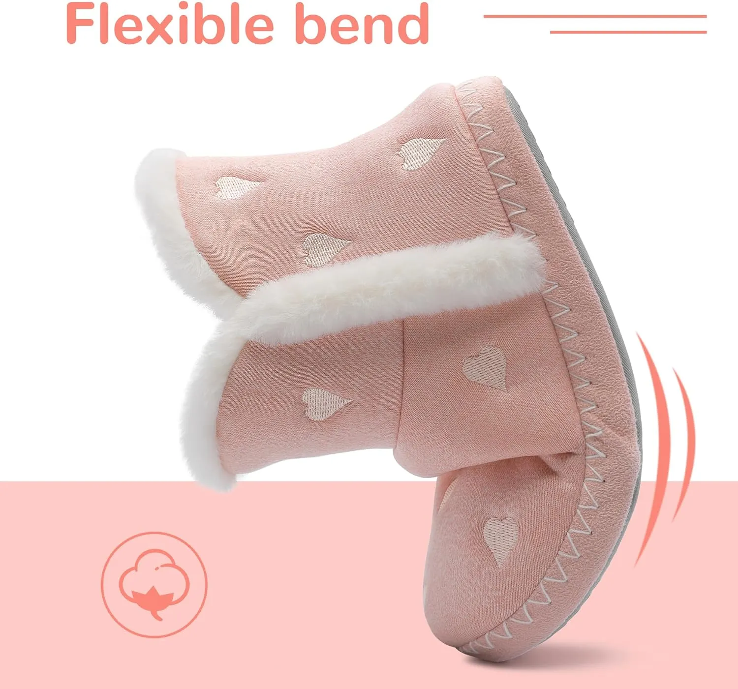 shoeslocker Women's Bootie Slippers Fuzzy Winter Ankle Boots Slippers Warm House Shoes Outdoor Indoor with Plush Fur Lining