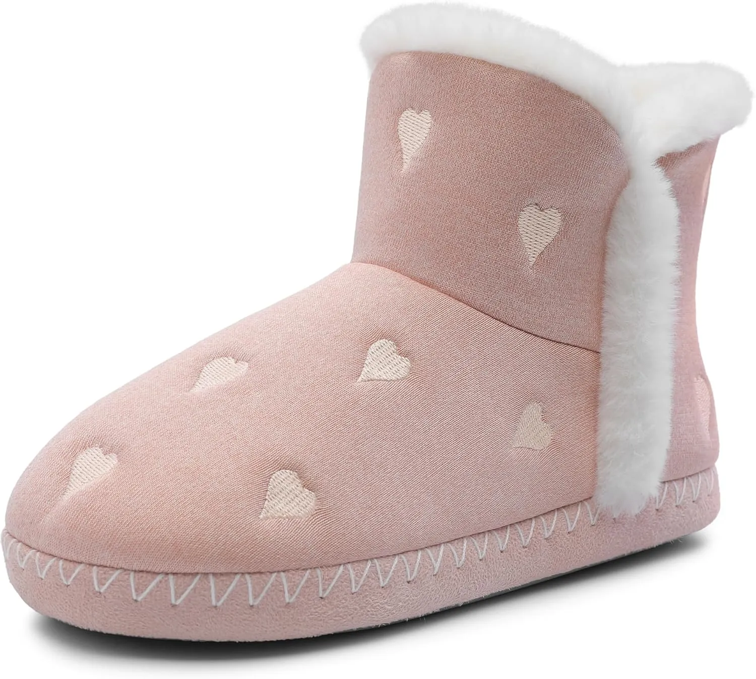 shoeslocker Women's Bootie Slippers Fuzzy Winter Ankle Boots Slippers Warm House Shoes Outdoor Indoor with Plush Fur Lining