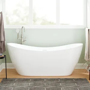 Signature Hardware 462576 Sheba 72" Acrylic Soaking Double Slipper Freestanding Tub with Foam Insulation - White