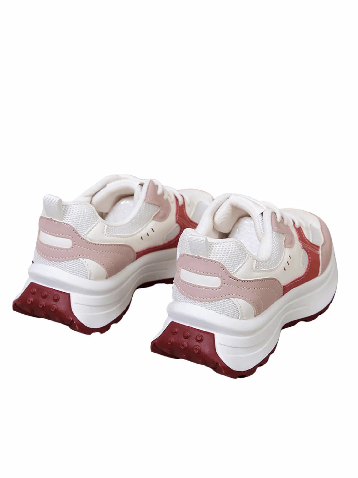 Simple Gear Lace-up Sneakers-Pink
