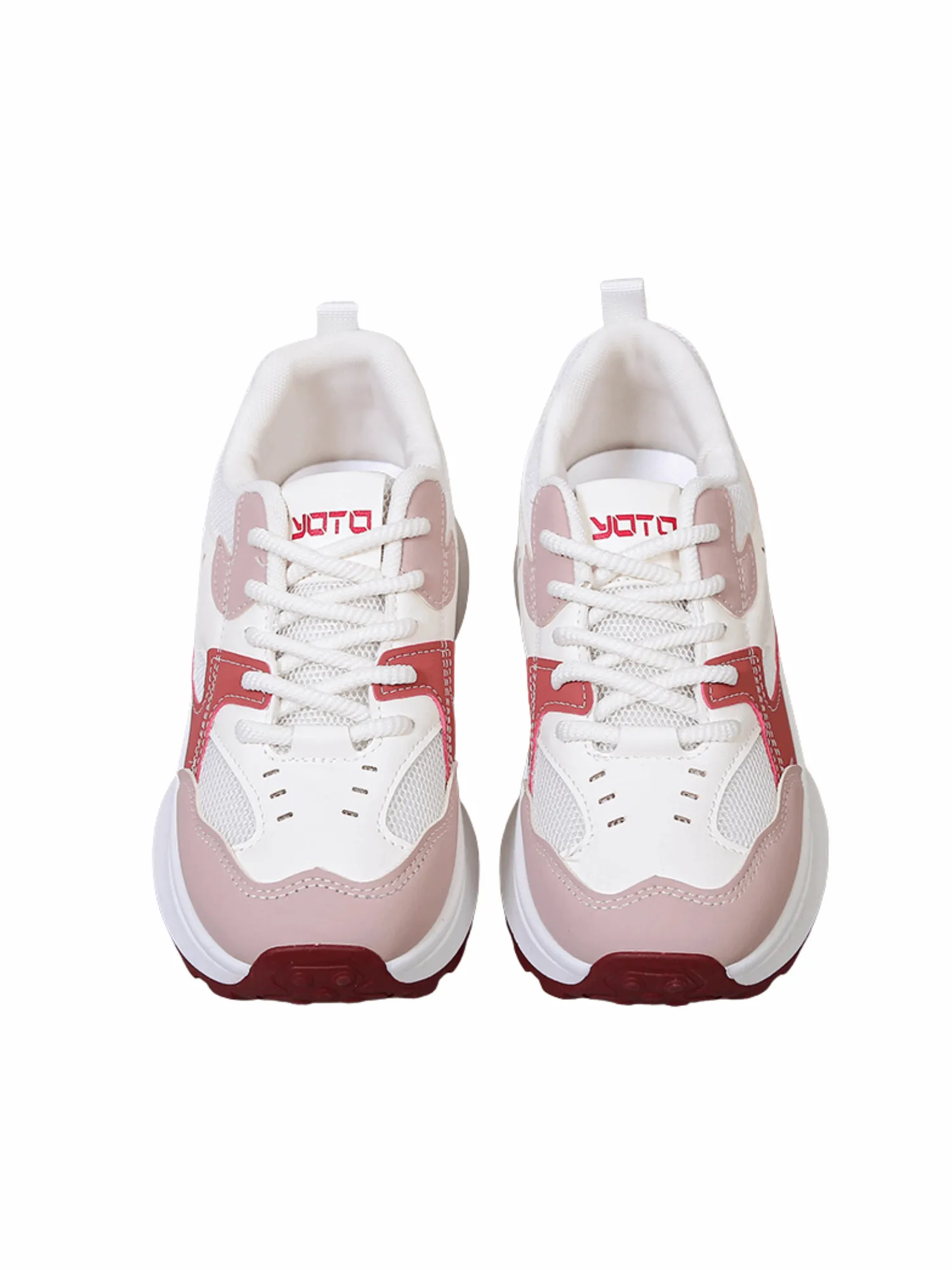 Simple Gear Lace-up Sneakers-Pink
