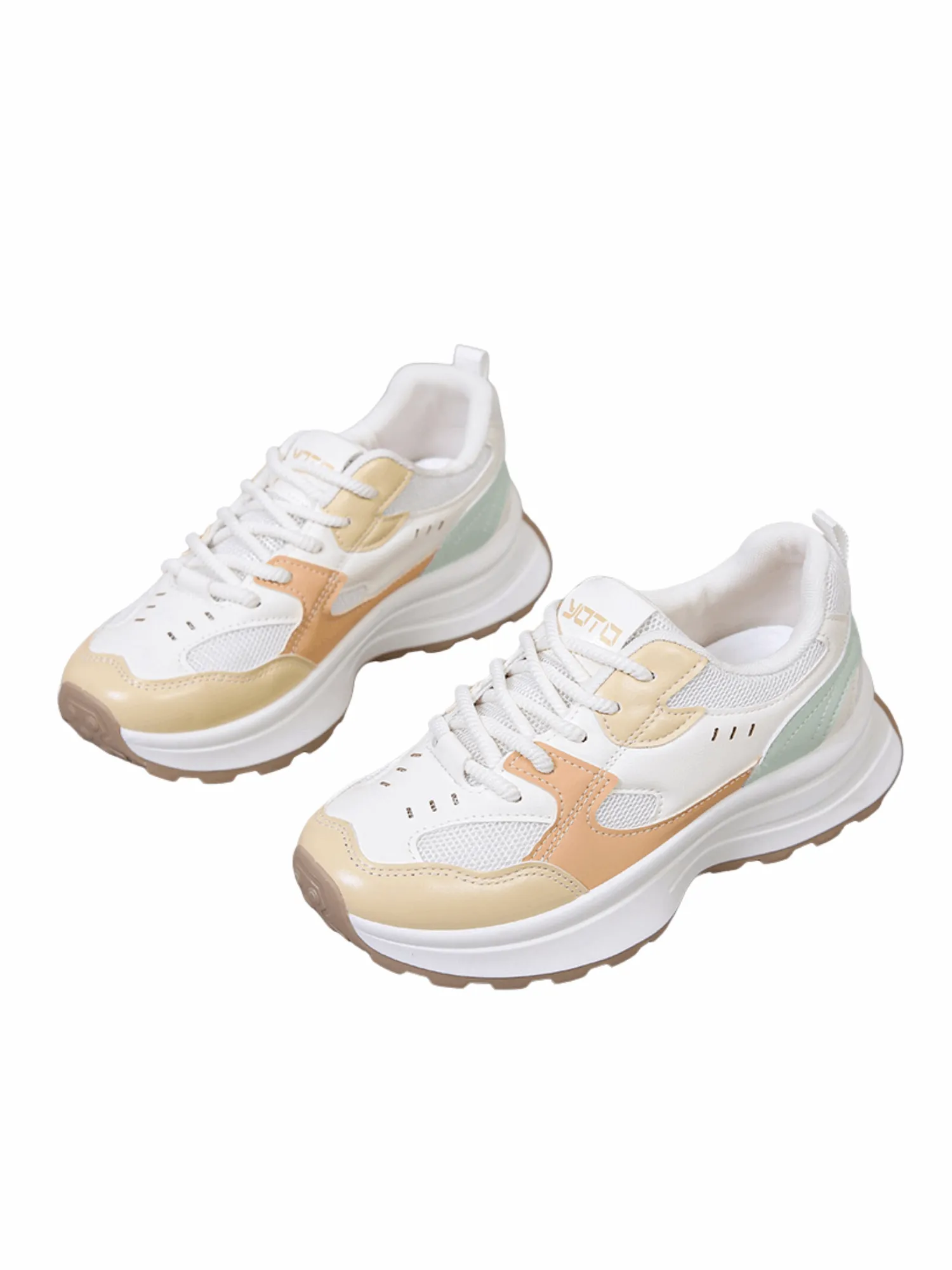Simple Gear Lace-up Sneakers-Pink