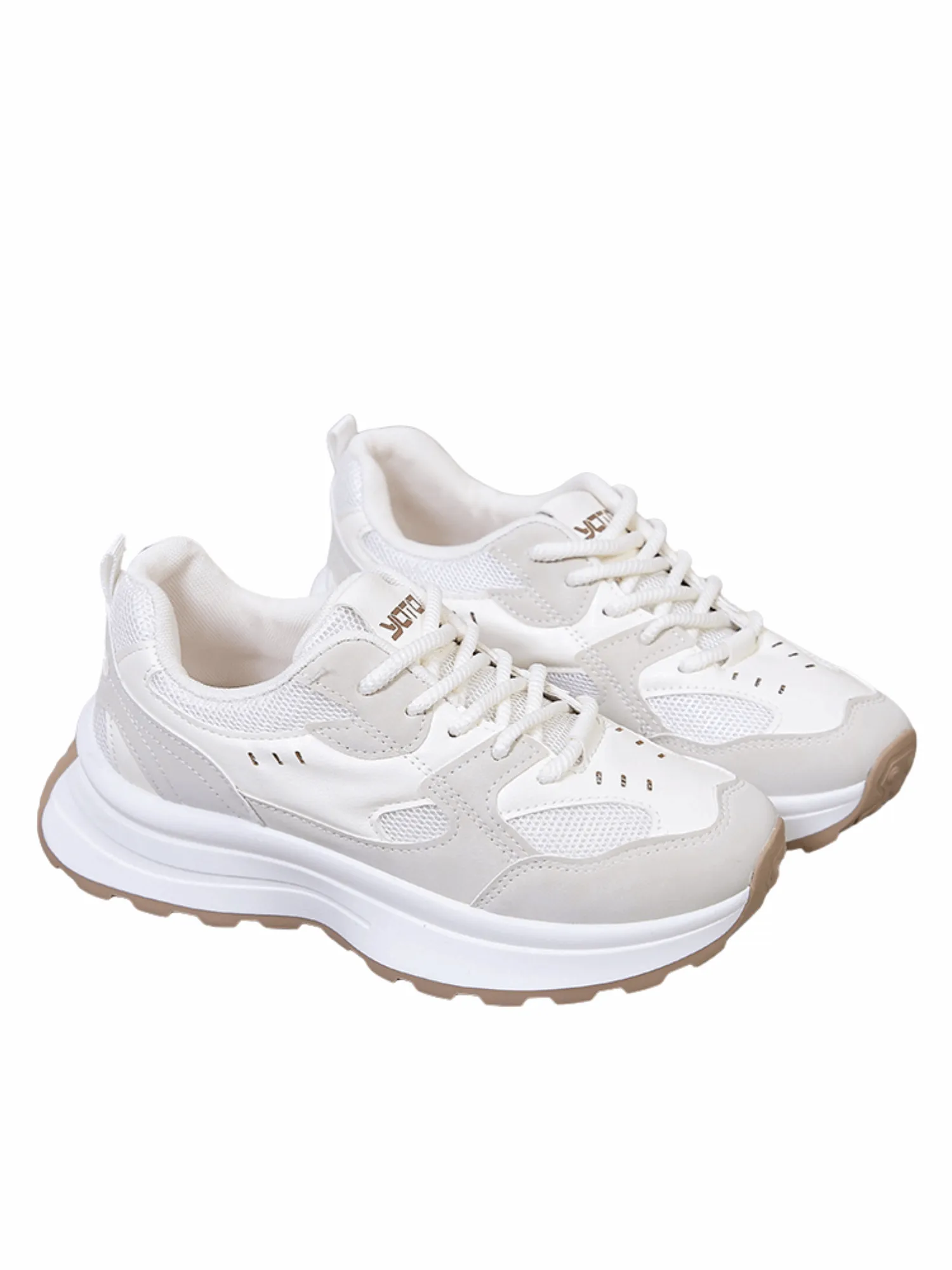 Simple Gear Lace-up Sneakers-Pink