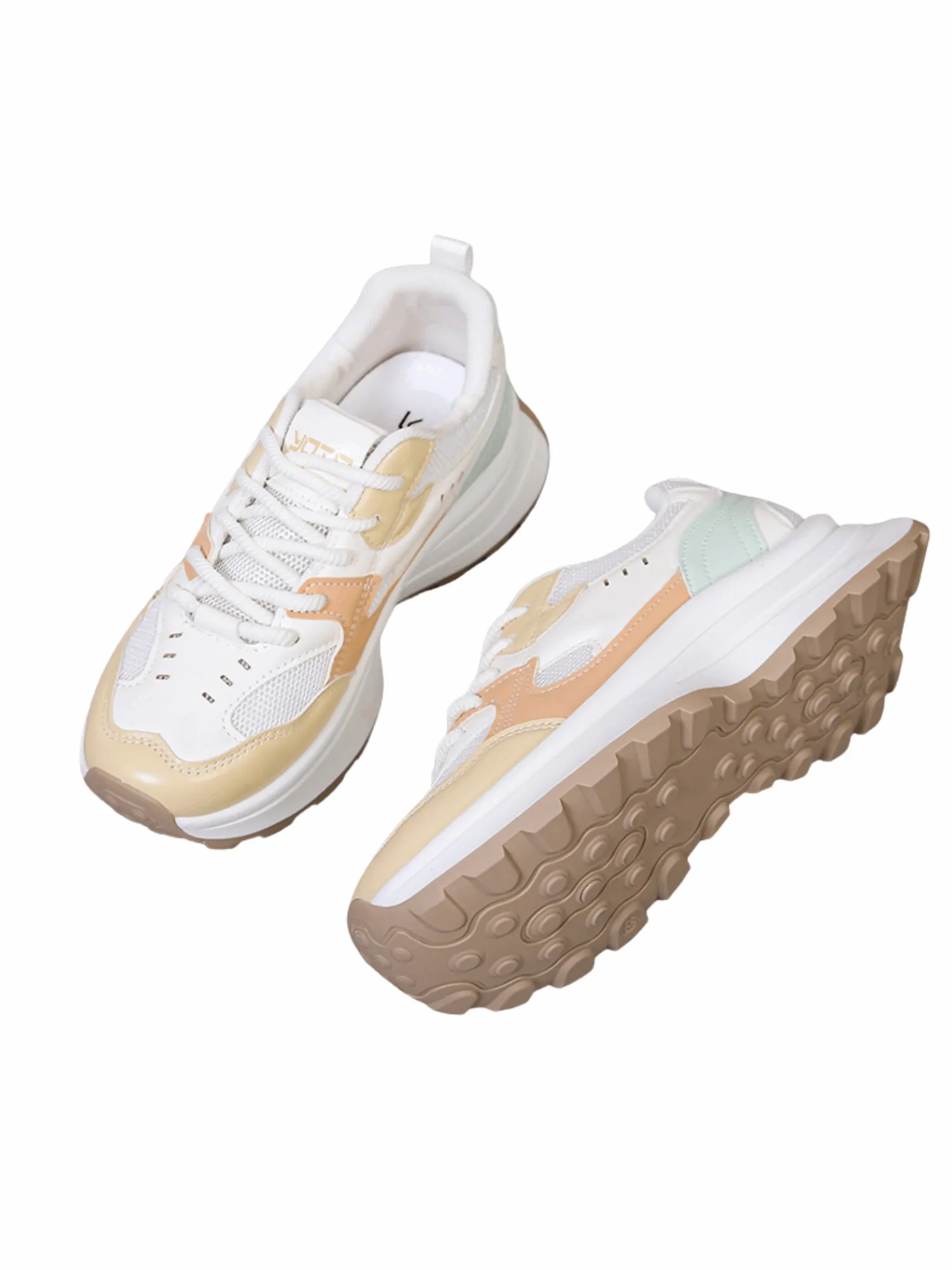 Simple Gear Lace-up Sneakers-Pink