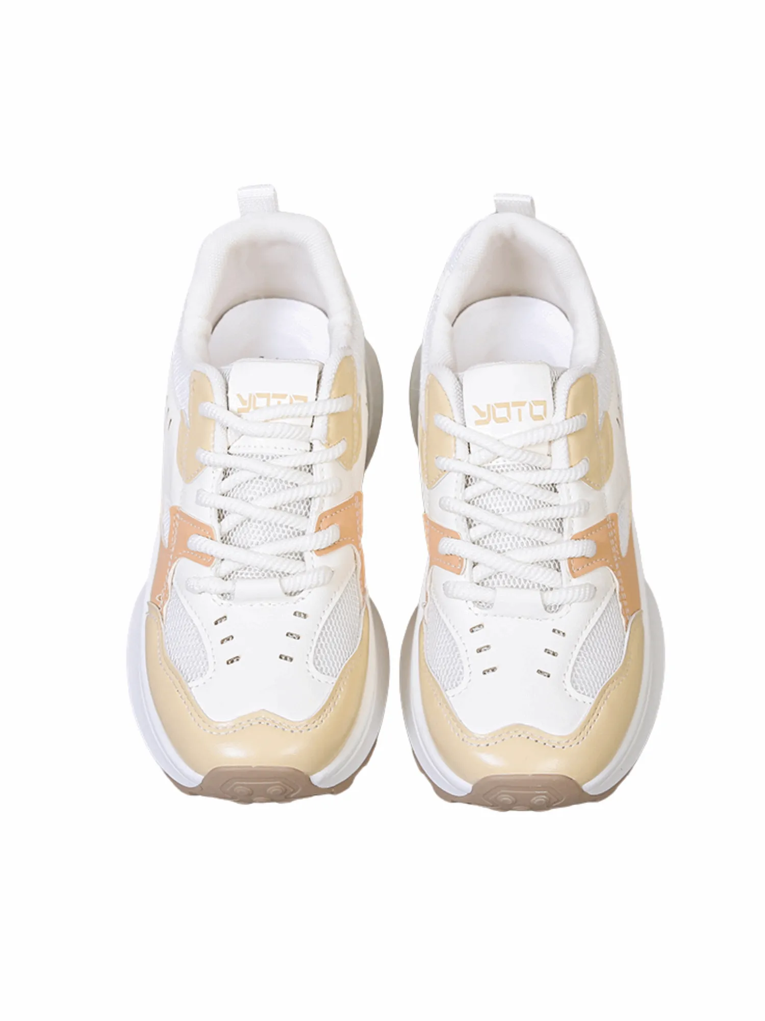 Simple Gear Lace-up Sneakers-Pink