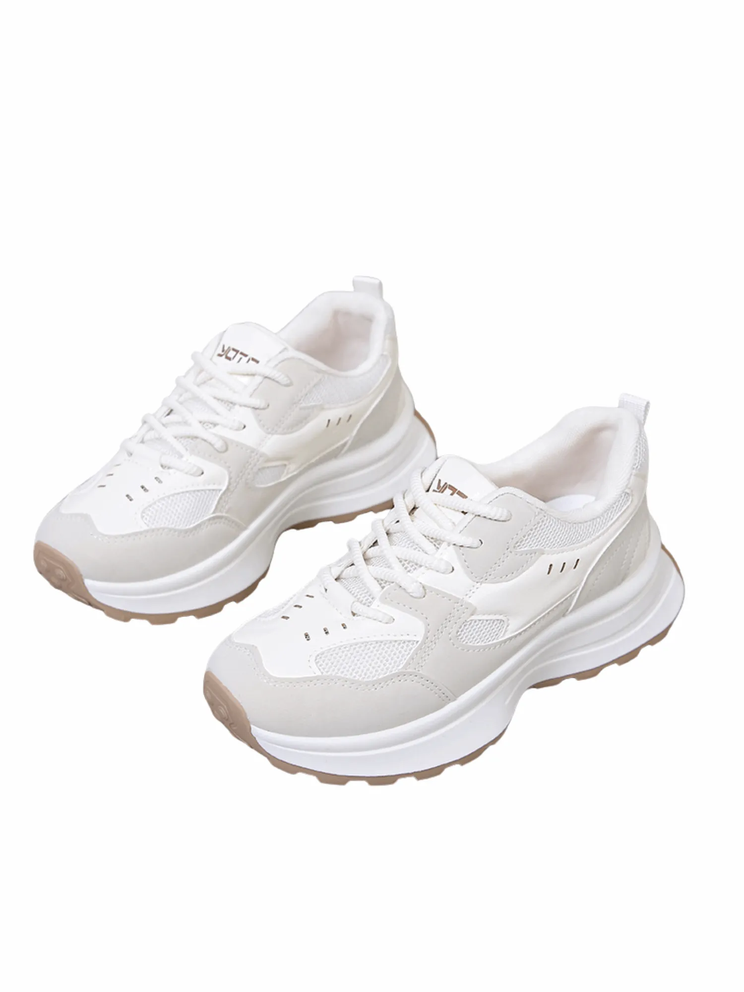 Simple Gear Lace-up Sneakers-Pink