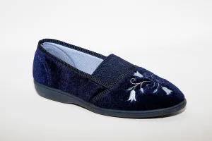 SLEEPERS - LS792C INEZ MACHINE WASHABLE STRETCH MEMORY FOAM SLIPPER - NAVY