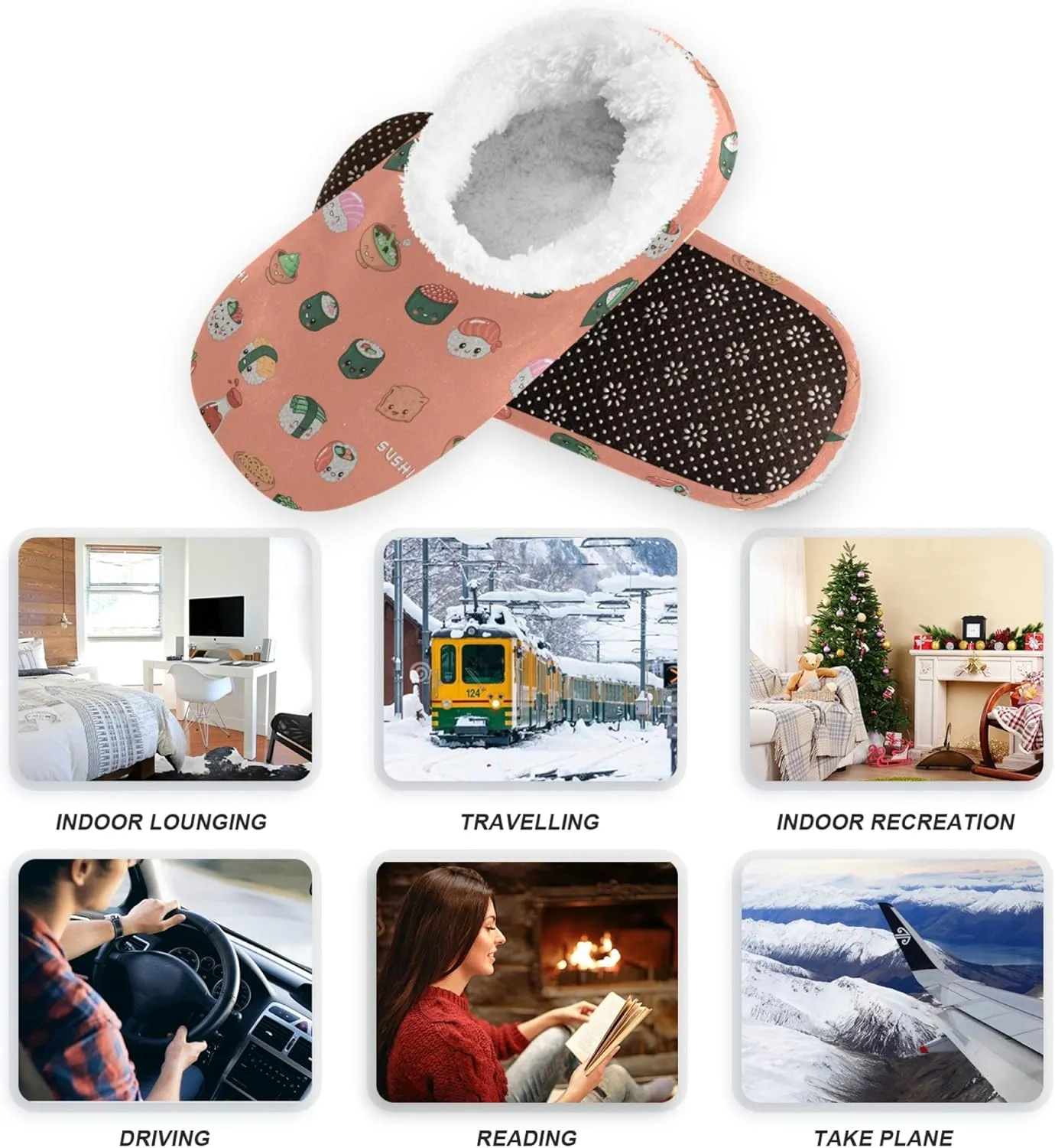 Slipper for Women and Men Fuzzy Memory Foam Soft House Shoes Anti-Skid Sole Coral Fleece House Slipper Beagle Dog On Brown M-XXL