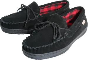 Slippers for Men’s House Shoes Moccasin with Genuine suede Upper Flanel Lining Comfortable Memory Foam Rubber Soles Indoor Outdoor