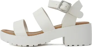 Soda ACCOUNT-2 ~ Little Kids/Children/Girls Open Toe Two Bands Lug sole Fashion Block Heel Sandals with Adjustable Ankle Strap