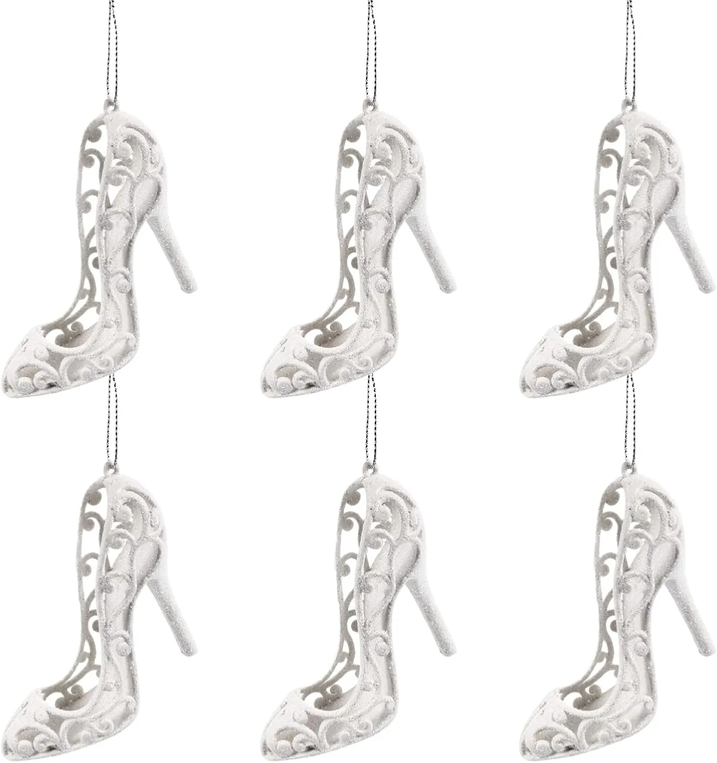 STOBOK 6Pcs High Heel Shoe Pendants, Glass Slipper Decoration High Heel Foam Pendant Christmas Tree Hanging Ornaments for Weddings Birthdays Christmas Tree Decorations
