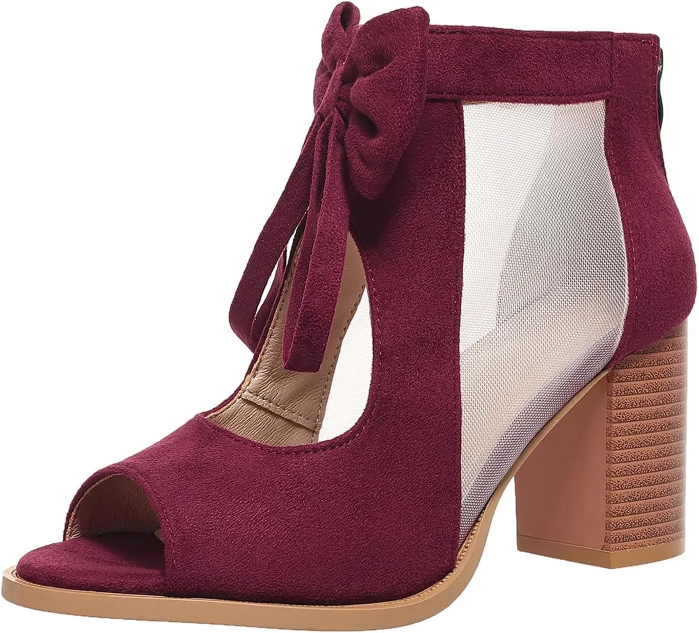 Summer Sandals for Women 2025 Ankle Strap Chunky High Heel Sandals Fashion Bow Fish Mouth Open Toe Sandal Breathable Backless Slingback Dress Shoes Comfortable Dress Booties