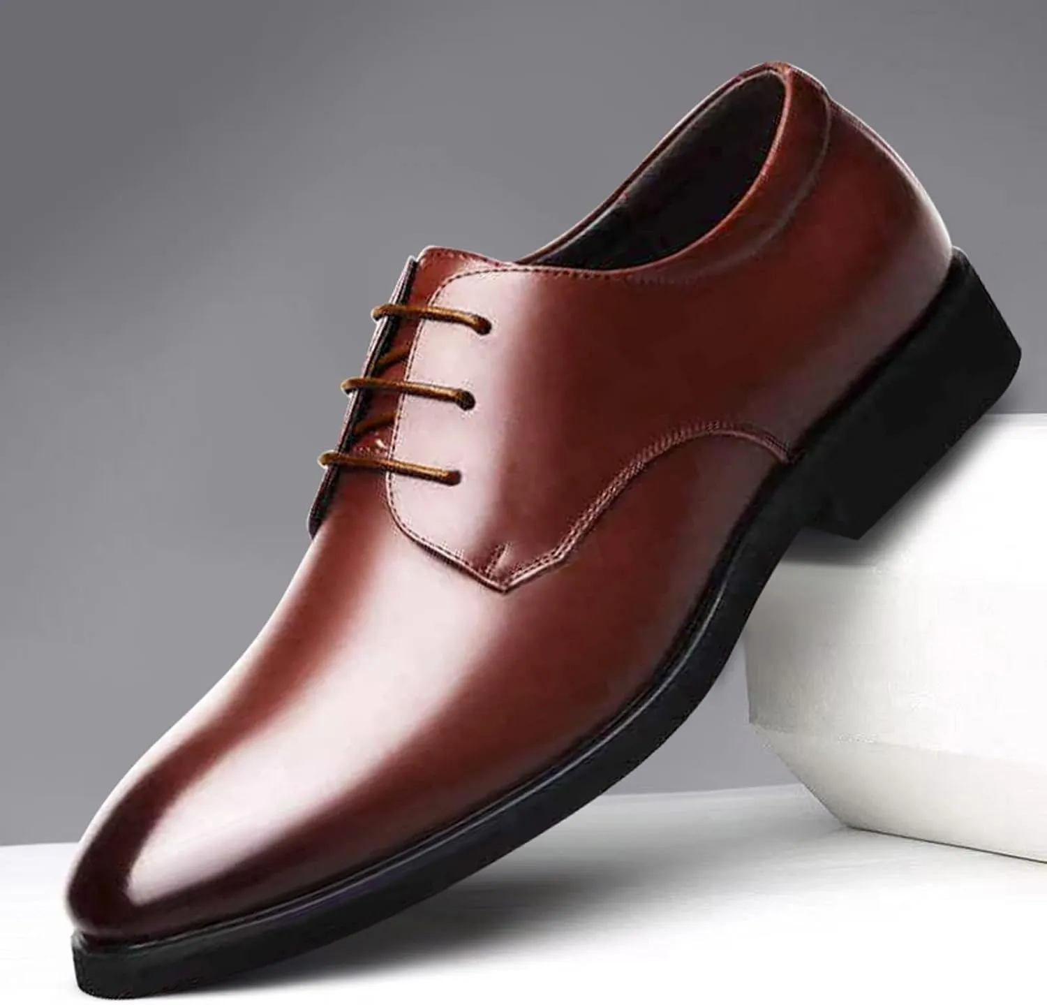 Tan Formal Leather Shoes for Men Color Solid Business Fashion Summer Style Shoes Leather Men's Leisure Breathable Men's Leather Shoes Men's Dress Oxfords Breathable Mesh Shoes