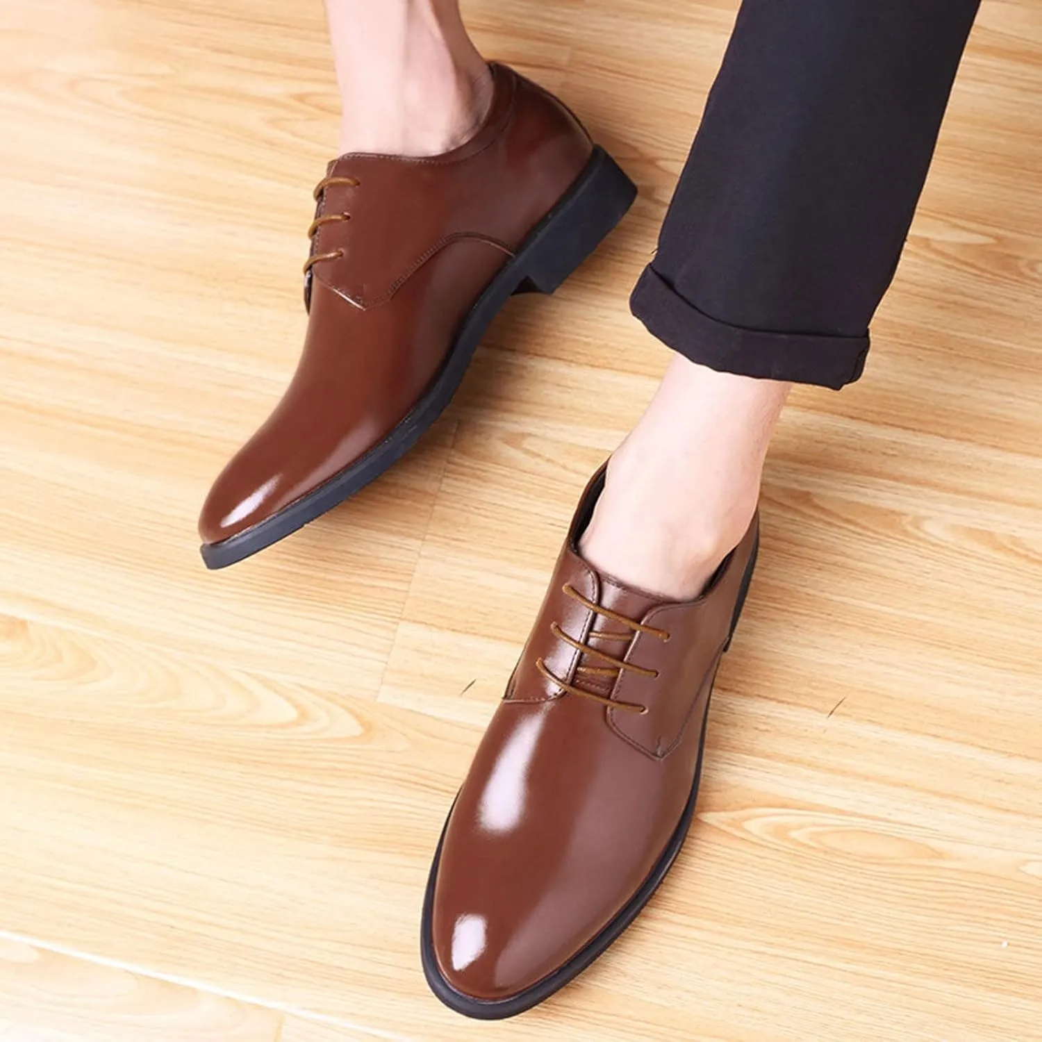Tan Formal Leather Shoes for Men Color Solid Business Fashion Summer Style Shoes Leather Men's Leisure Breathable Men's Leather Shoes Men's Dress Oxfords Breathable Mesh Shoes