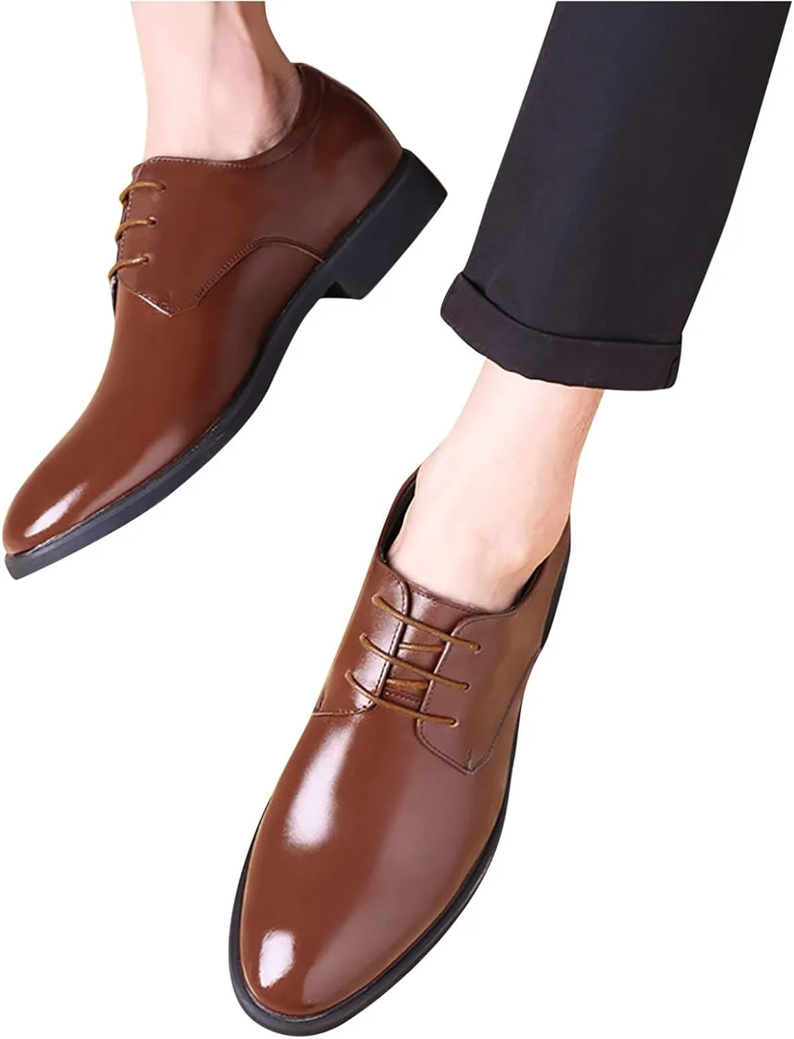 Tan Formal Leather Shoes for Men Color Solid Business Fashion Summer Style Shoes Leather Men's Leisure Breathable Men's Leather Shoes Men's Dress Oxfords Breathable Mesh Shoes
