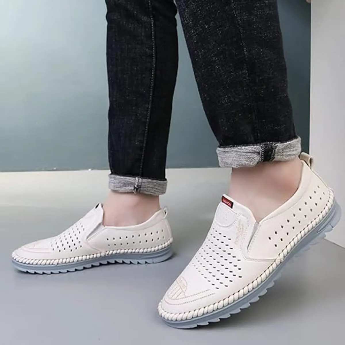 TangDao Men’s Loafers, Leather Slip On Moccasins Penny Loafers, Breathable Driving Walking Lightweight Casual Shoes