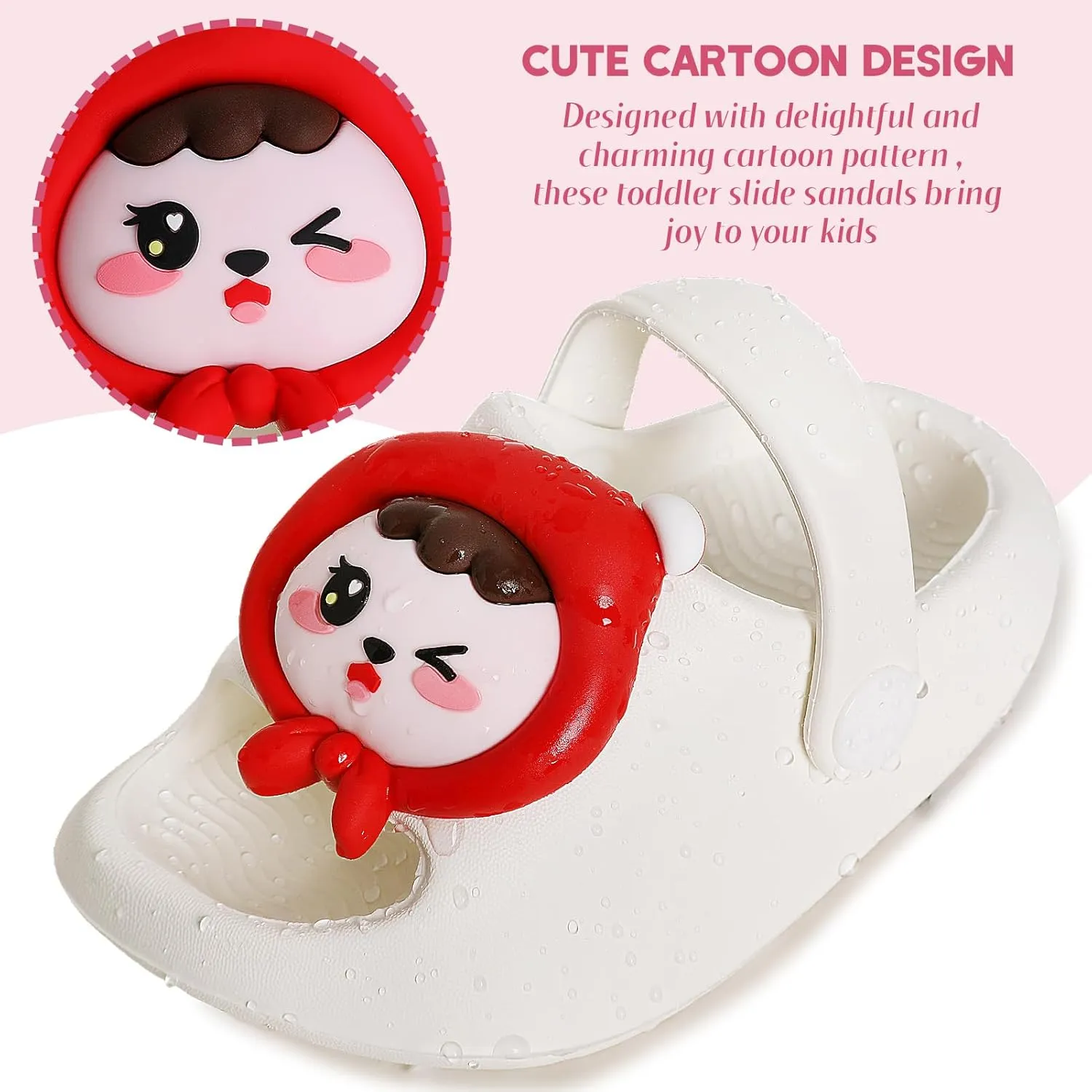 techcity Toddler Little Kids Slide Sandals Cute Summer Shower Beach Pool Slippers Thick Sole Slip On Sandals Water Shoes with Backstrap Boys Girls Clogs