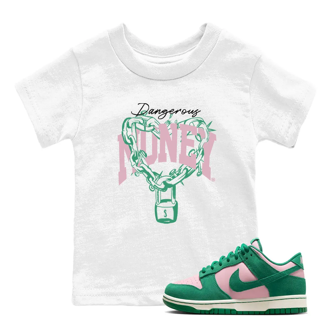 Tees Thanksgiving sale Sneaker Kids SNRT Dunk Malachite Top choice - Medium Money Pink Soft Dangerous