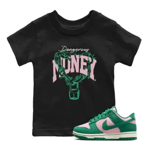 Tees Thanksgiving sale Sneaker Kids SNRT Dunk Malachite Top choice - Medium Money Pink Soft Dangerous