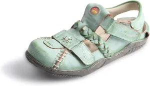 TMA EYES Women's Braided Closed-Toe Leather Sandal