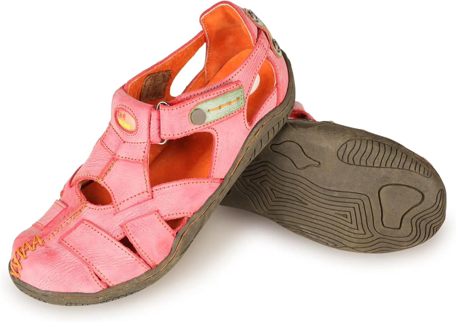 TMA EYES Women's Cross Leather and Hand Stitching Upper Casual Sandal for Outdoor