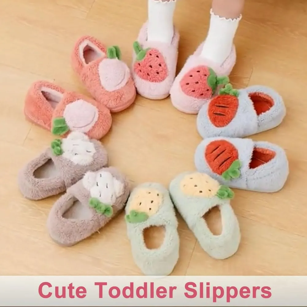 Toddler Boys Girls House Slippers Kids Cute Slippers witjh Memory Foam Plush Warm Winter House Shoes Non Slip for Indoor and Outdoor
