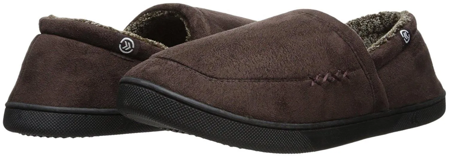 Totes Men's Microsuede A-Line Slip-On Slipper with Plush Tweed Lining