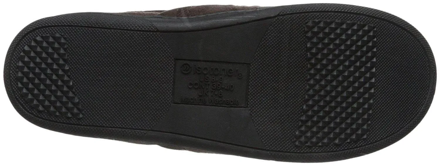 Totes Men's Microsuede A-Line Slip-On Slipper with Plush Tweed Lining