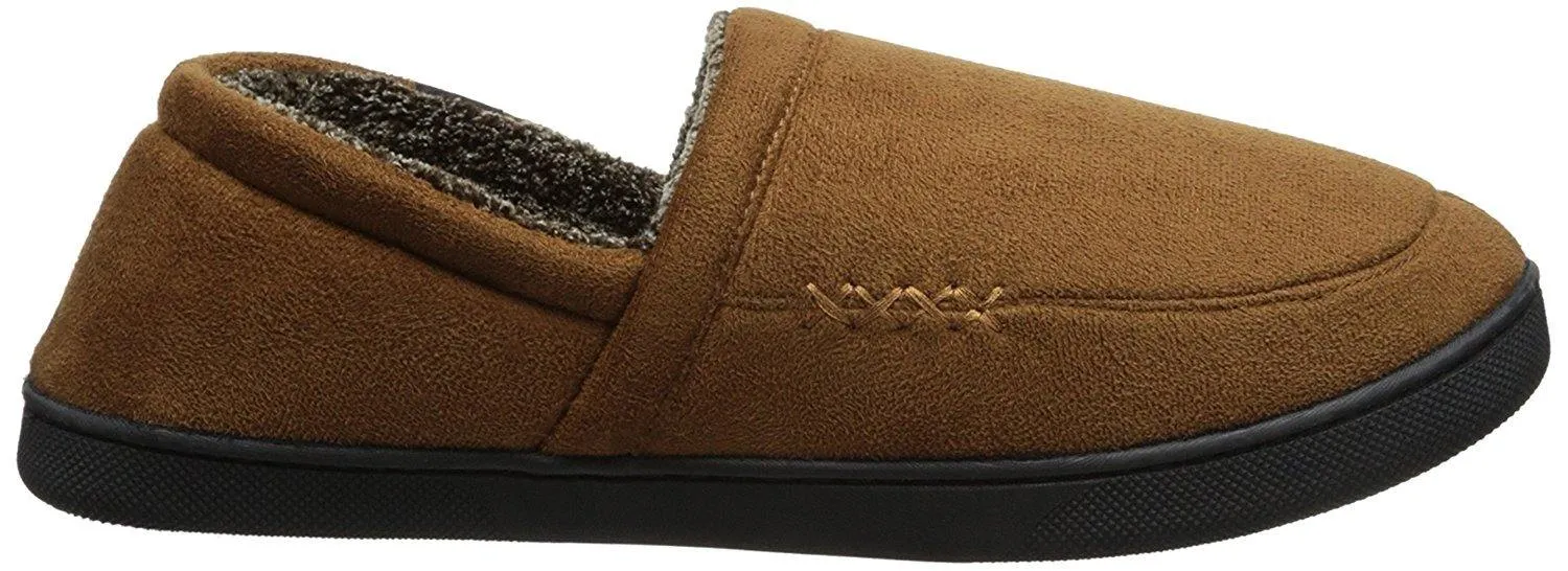 Totes Men's Microsuede A-Line Slip-On Slipper with Plush Tweed Lining