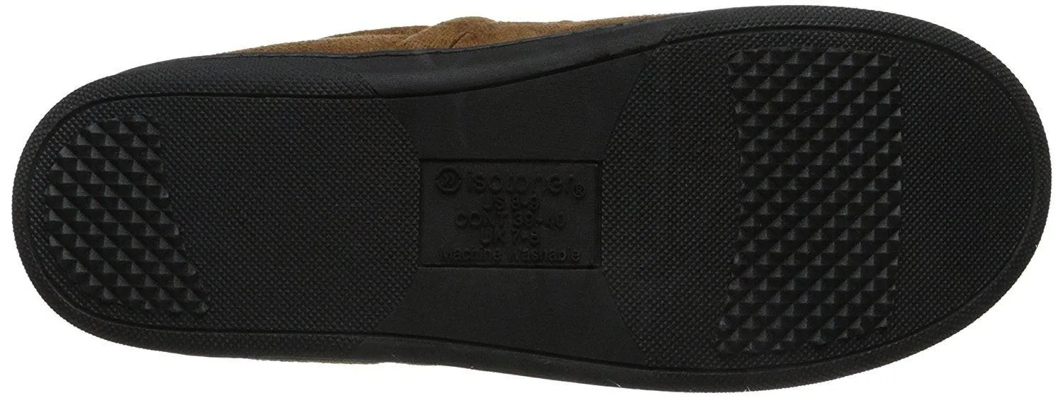 Totes Men's Microsuede A-Line Slip-On Slipper with Plush Tweed Lining