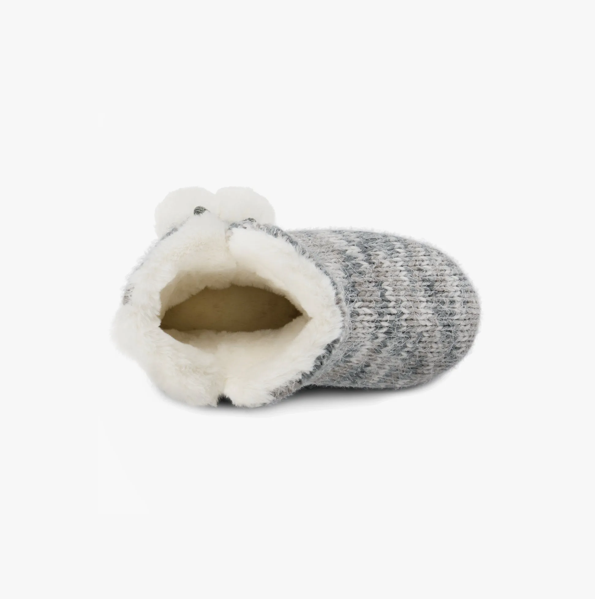 Totes Toasties KNITTED BOOT Slippers WITH POM POM Womens Grey