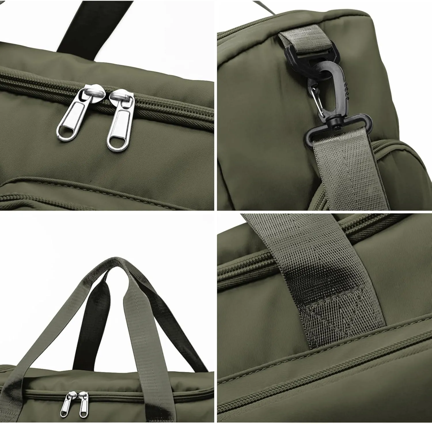 Travel Duffel Bag with Shoes Compartment Sports Gym Bag with Dry Wet Separated Pocket for Men and Women, Overnight Bag Weekender Bag Training Handbag Yoga Bag - Olive Green