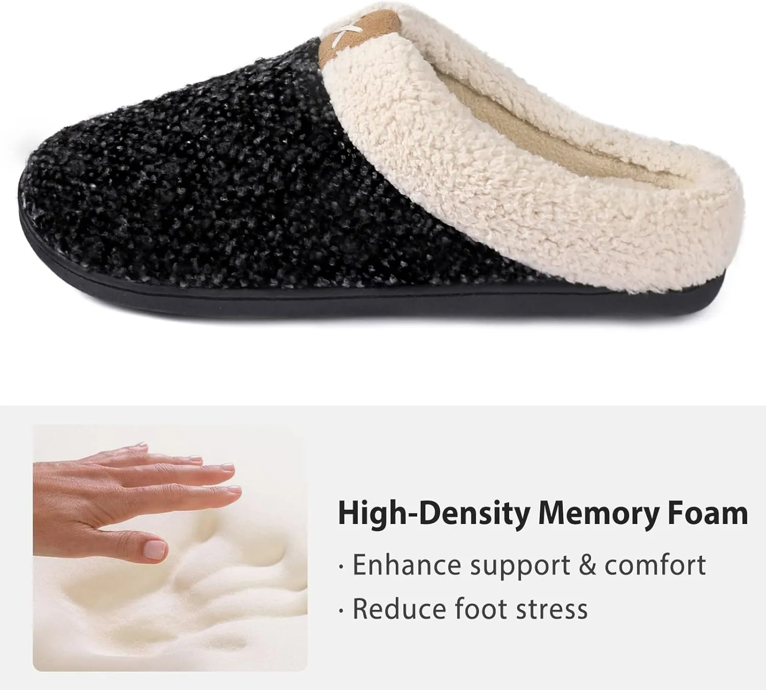 ULTRAIDEAS Mens Slip On Slippers, Sherpa Lined House Shoes with Memory Foam for Indoor Outdoor, Machine Washable