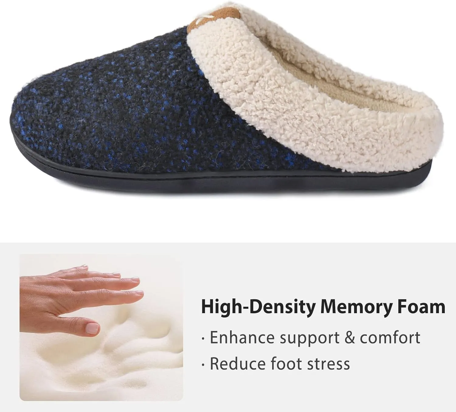 ULTRAIDEAS Mens Slip On Slippers, Sherpa Lined House Shoes with Memory Foam for Indoor Outdoor, Machine Washable