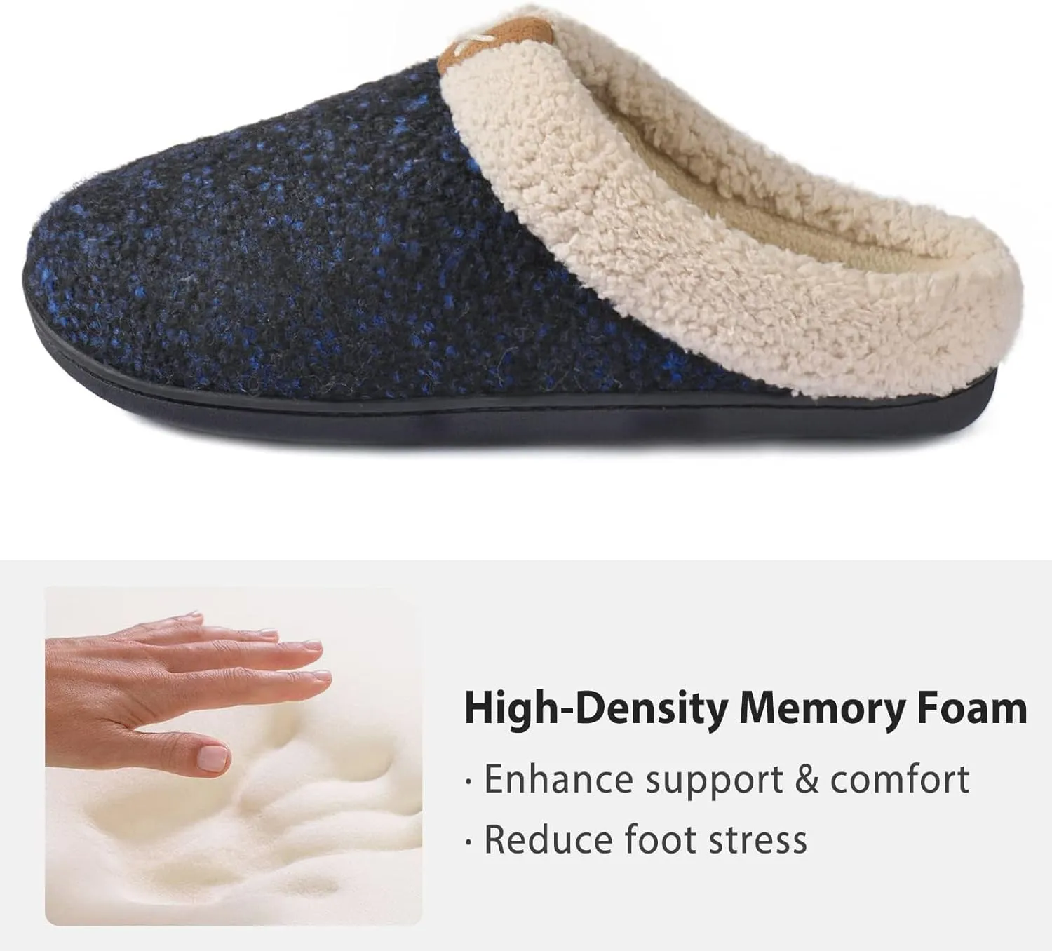 ULTRAIDEAS Mens Slip On Slippers, Sherpa Lined House Shoes with Memory Foam for Indoor Outdoor, Machine Washable