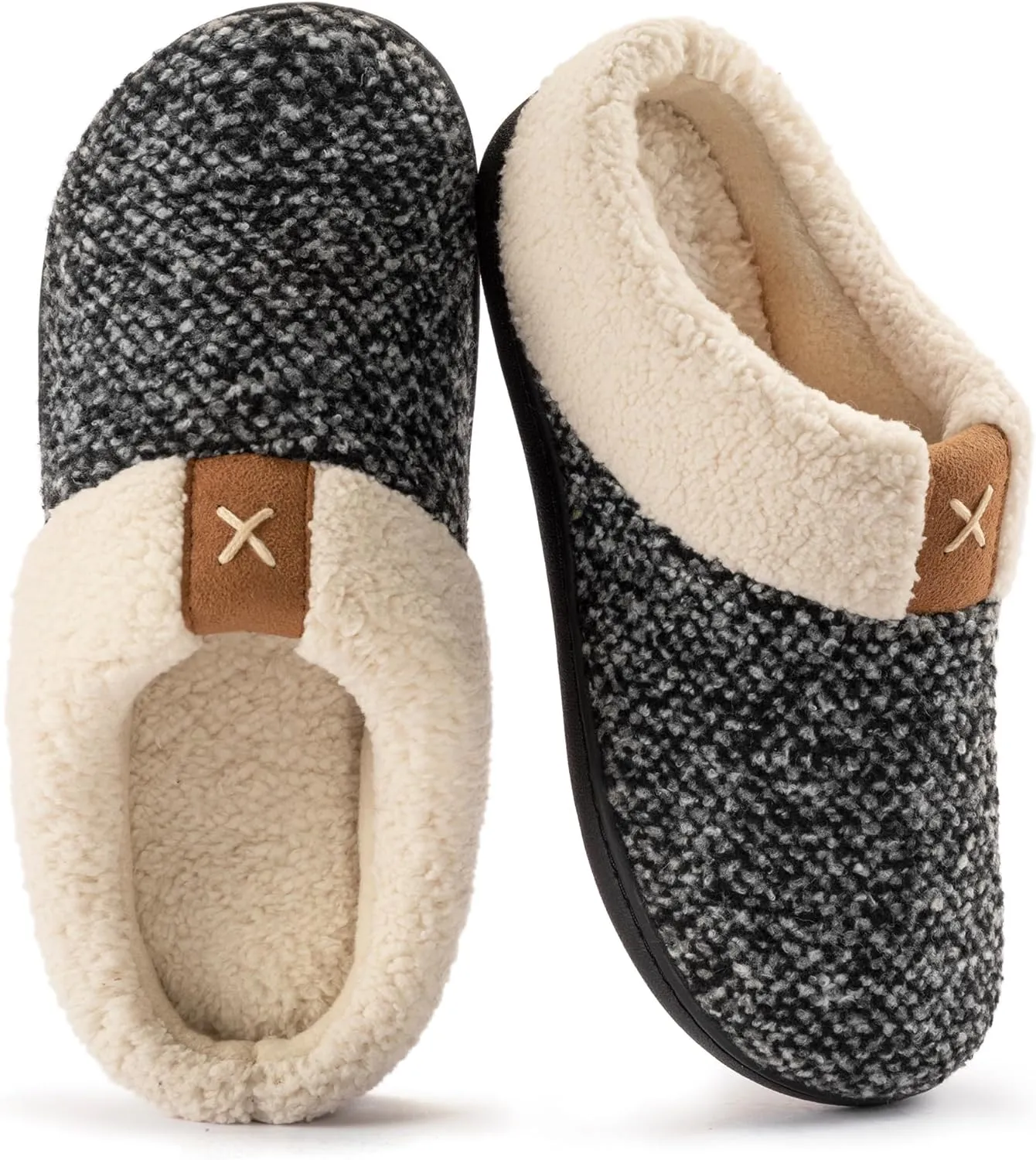 ULTRAIDEAS Women's Indoor Bedroom Slipper with Memory Foam, Gift for Women, Wool-Like House Shoe with Anti-Skid Rubber Sole for Ladies