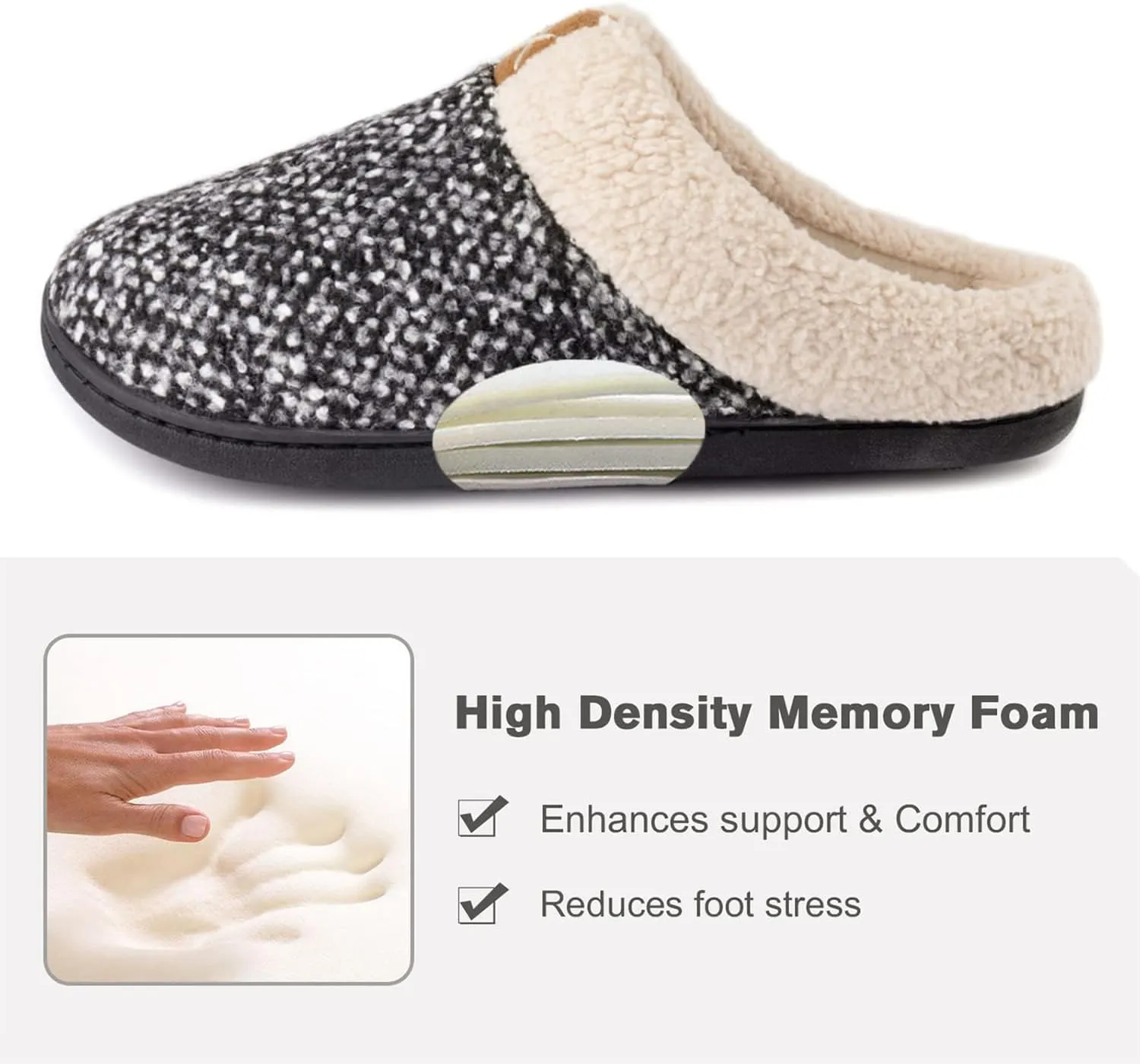 ULTRAIDEAS Women's Indoor Bedroom Slipper with Memory Foam, Gift for Women, Wool-Like House Shoe with Anti-Skid Rubber Sole for Ladies