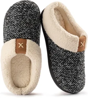 ULTRAIDEAS Women's Indoor Bedroom Slipper with Memory Foam, Gift for Women, Wool-Like House Shoe with Anti-Skid Rubber Sole for Ladies