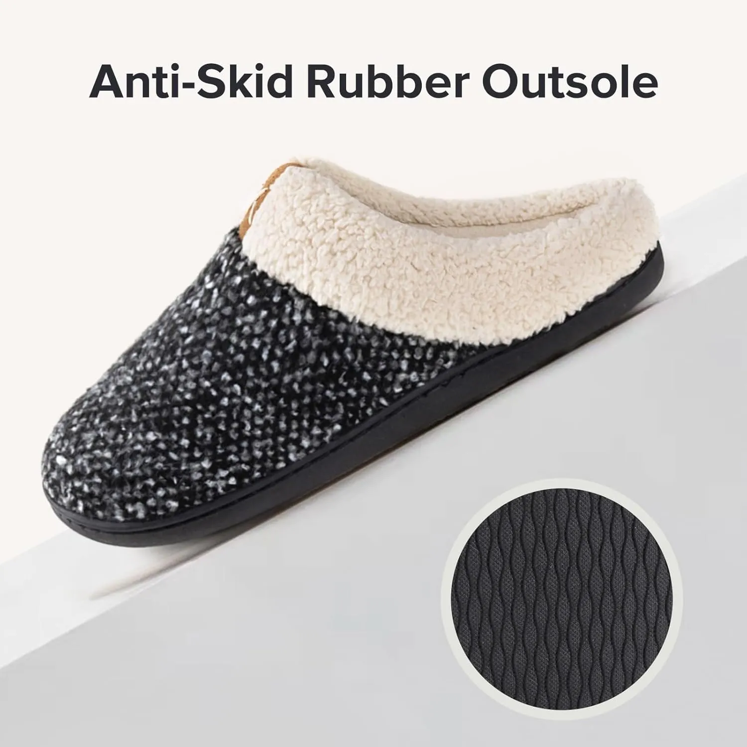 ULTRAIDEAS Women's Indoor Bedroom Slipper with Memory Foam, Gift for Women, Wool-Like House Shoe with Anti-Skid Rubber Sole for Ladies