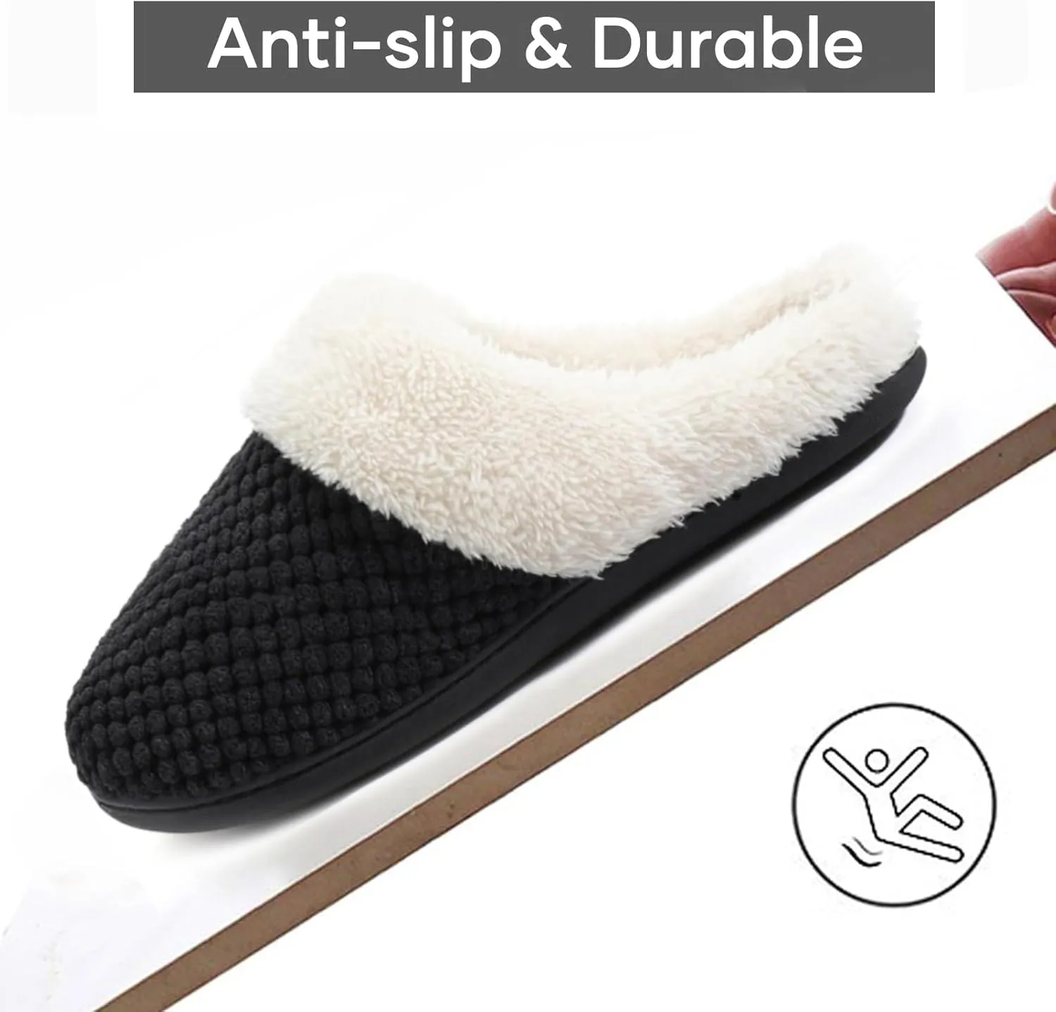 ULTRAIDEAS Women's Lamb-hug Comfy Fleece House Slippers Memory Foam, Slip-on House Shoes Indoor Outdoor