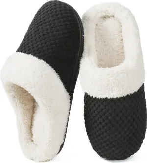 ULTRAIDEAS Women's Lamb-hug Comfy Fleece House Slippers Memory Foam, Slip-on House Shoes Indoor Outdoor