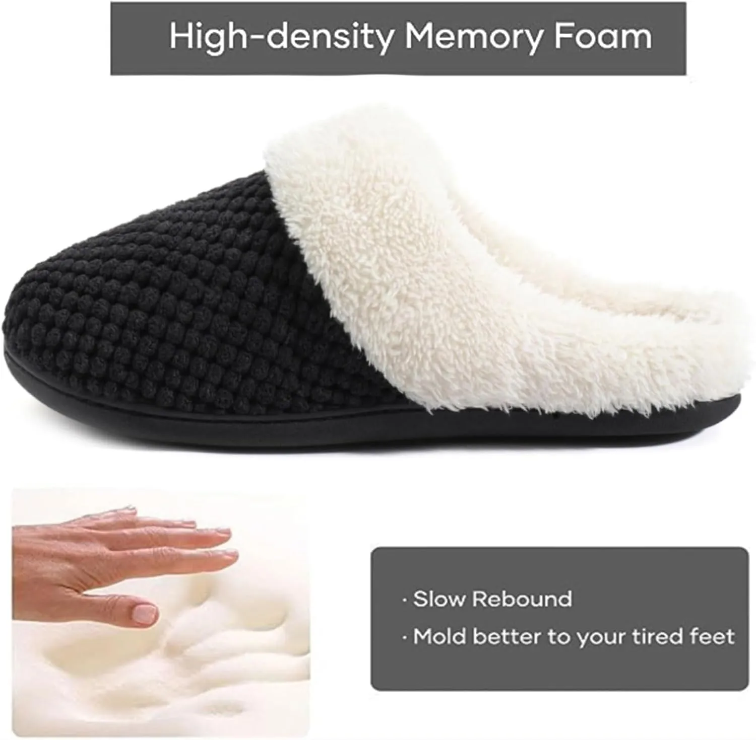 ULTRAIDEAS Women's Lamb-hug Comfy Fleece House Slippers Memory Foam, Slip-on House Shoes Indoor Outdoor